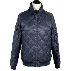 Patagonia Women Prow Bomber Jacket Size M Smolder Blue Duck Down Puffer 600 fill
